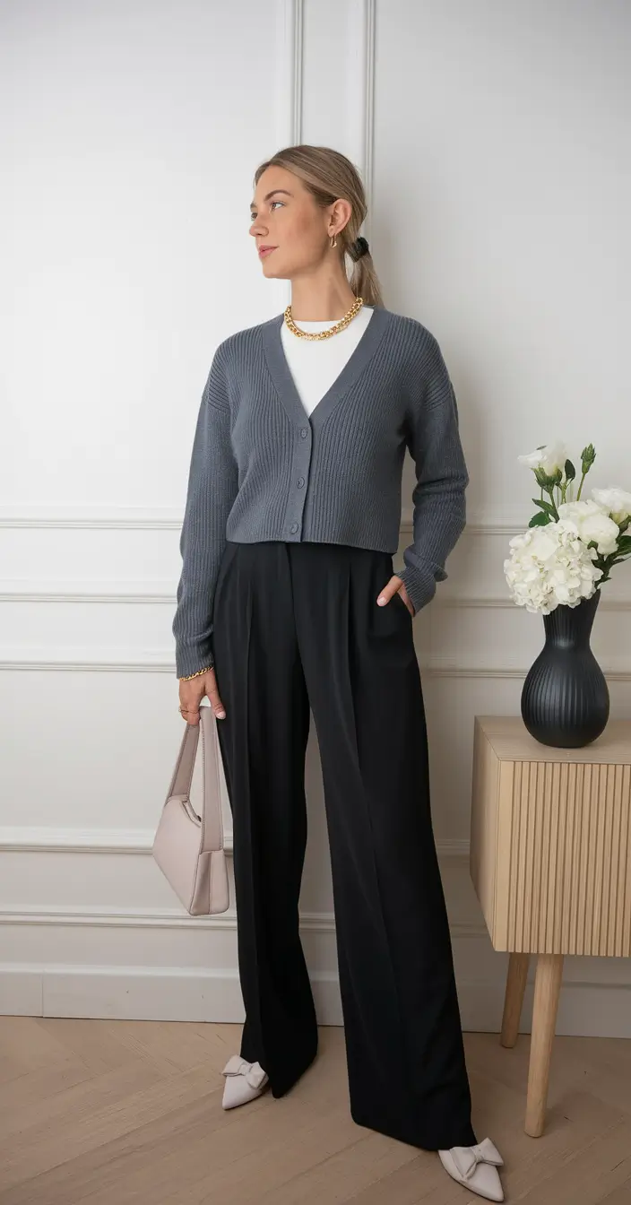 fall work outfits for women grey pants Quiet Elegance with a Soft Power Play