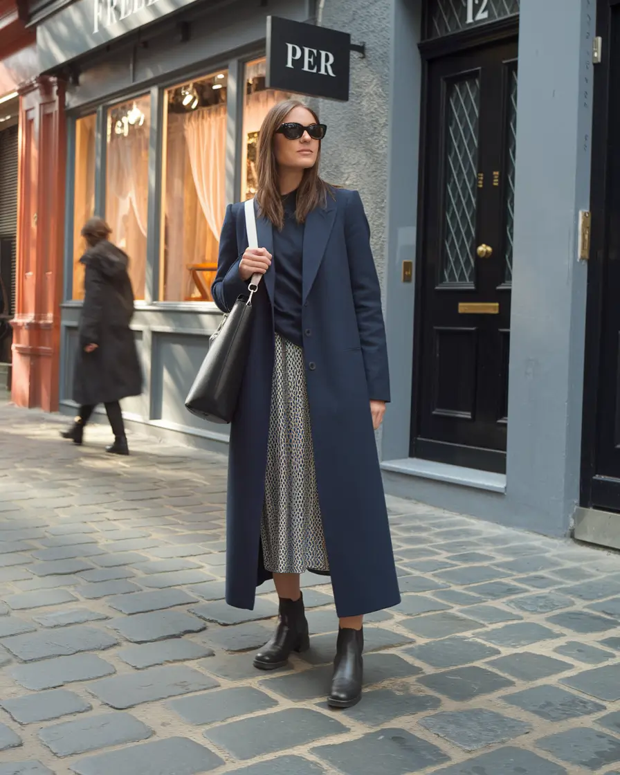 fall work outfits for women skirt Understated Pattern Play with Long-Line Layers