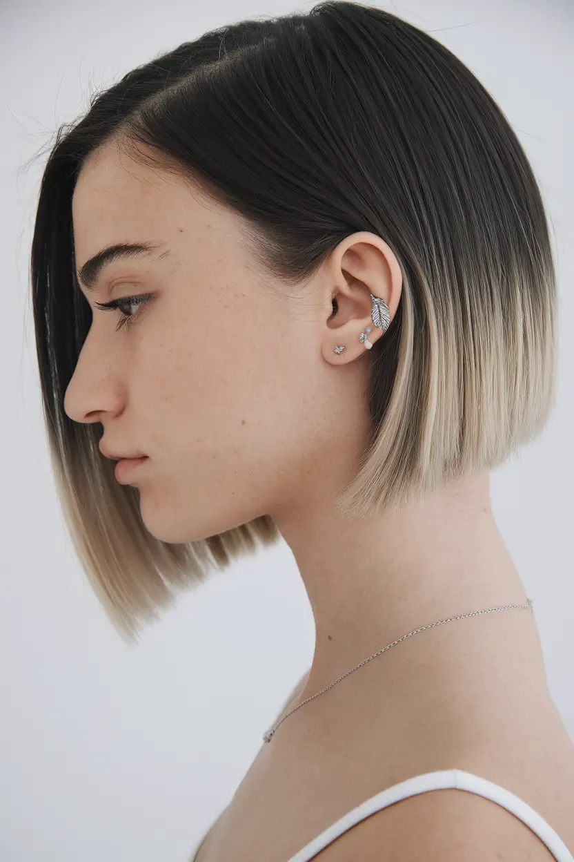 fall bob hairstyles cut and color short 2025 Soft Ombre Bob with Tapered Tips