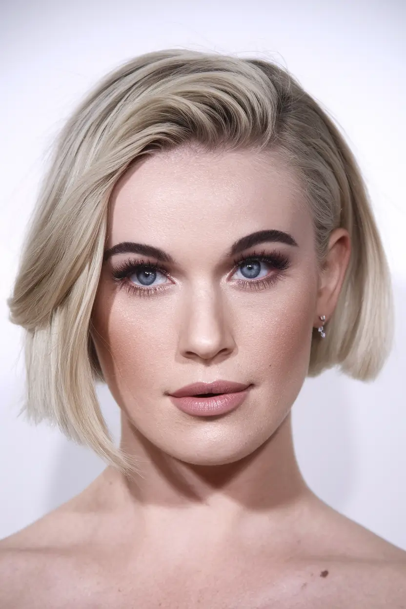 fall bob hairstyles cut and color short 2025 Sculpted Side-Parted Glam Bob