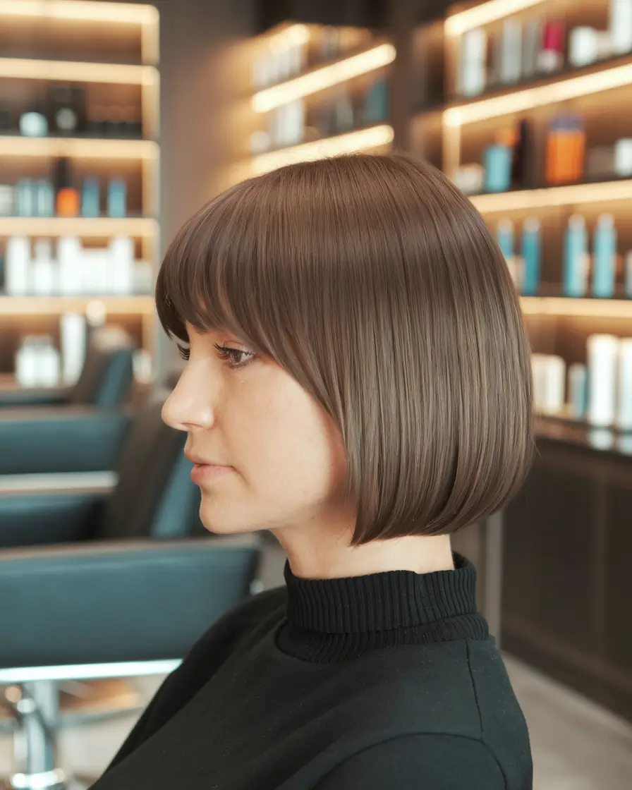 fall bob hairstyles with bangs 2025 Precision Bob with Full Bangs