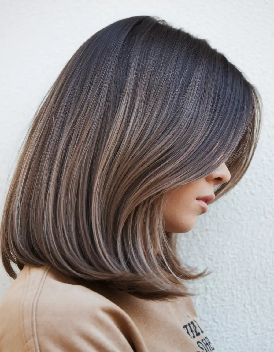 fall bob hairstyles thin hair 2025 Layered Bob with Dimensional Ash Tones