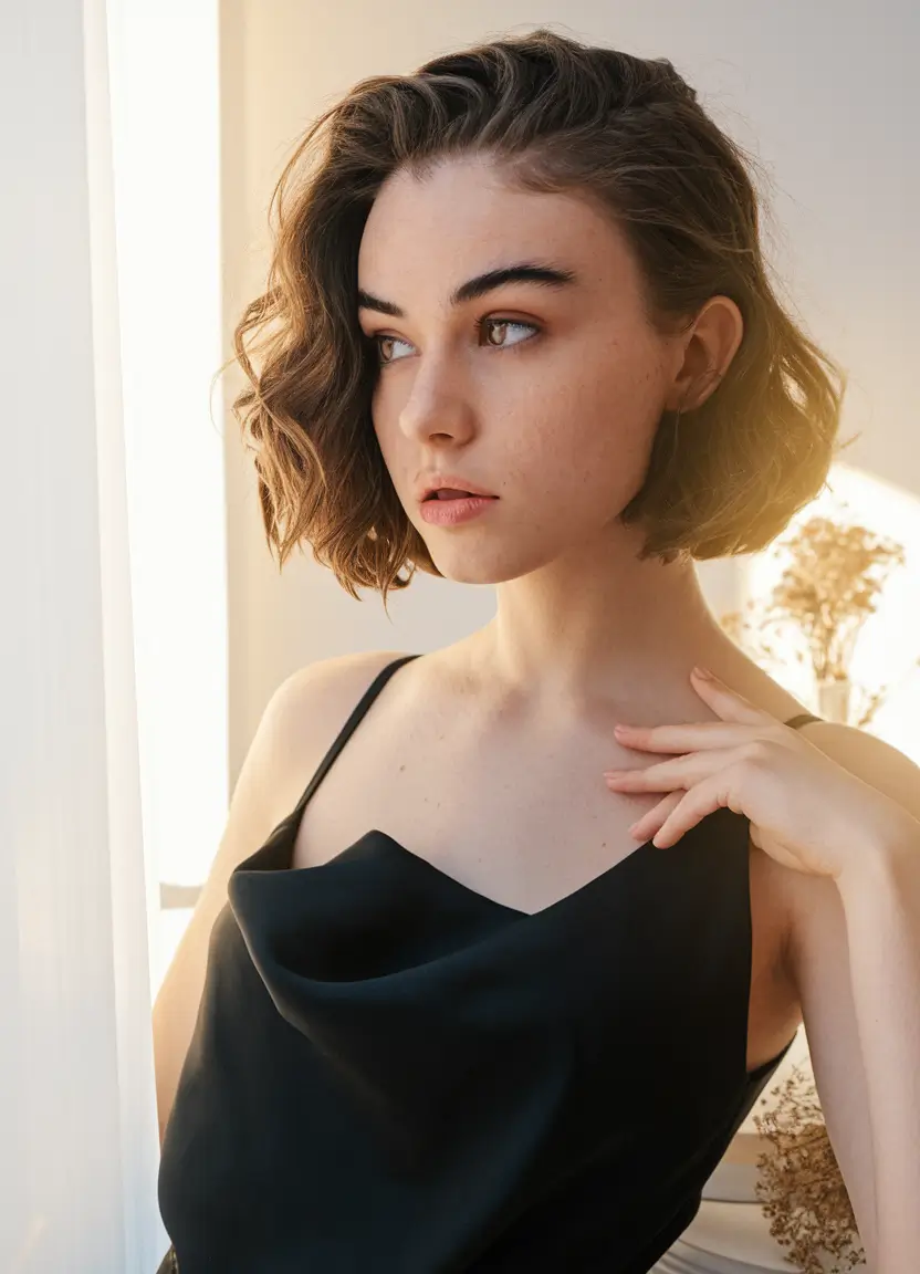 fall brunette hair color short Textured Bob for a Fresh Fall Vibe