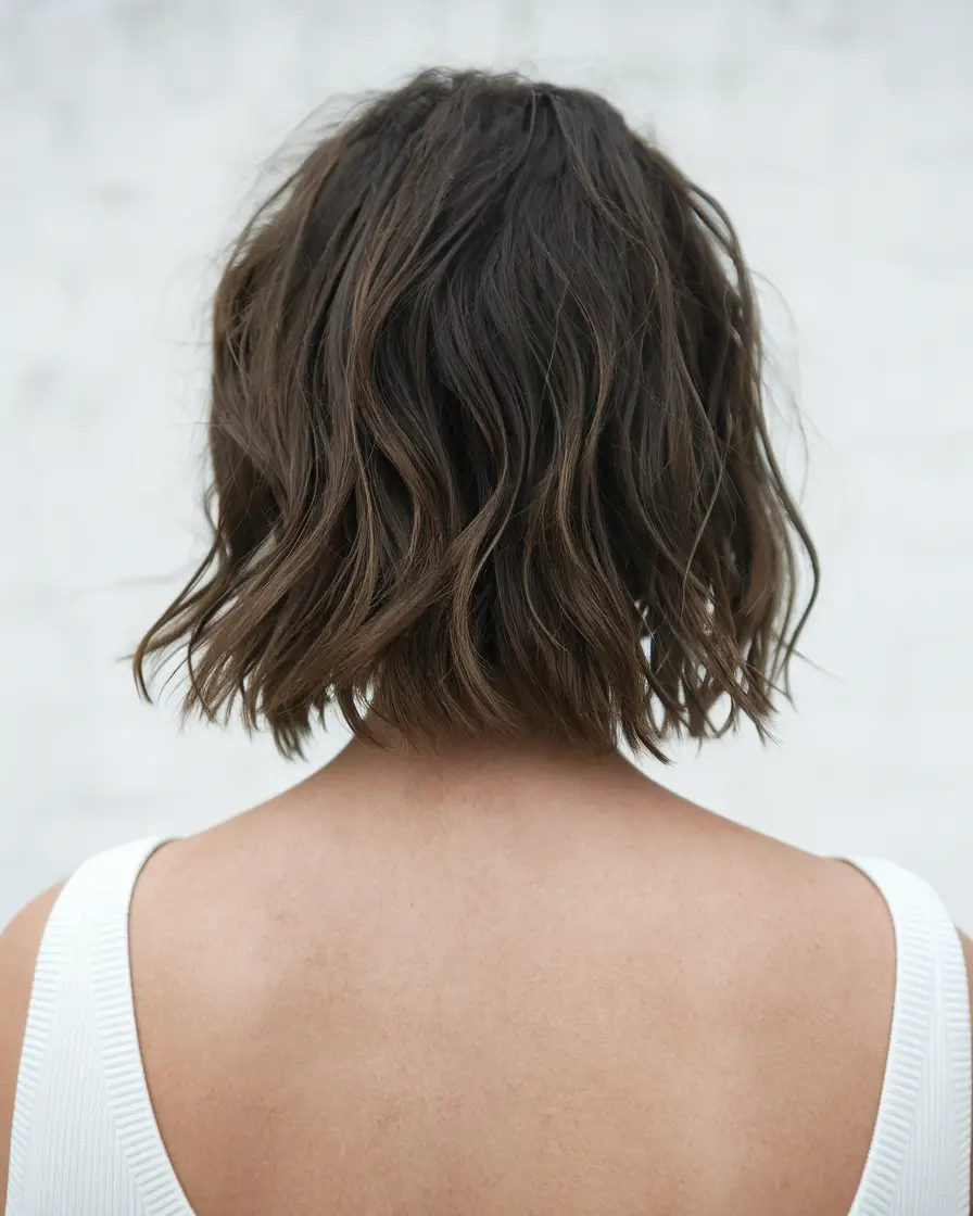 fall brunette hair color balayage 2025 Back View: Wavy, Undone, and Breezy