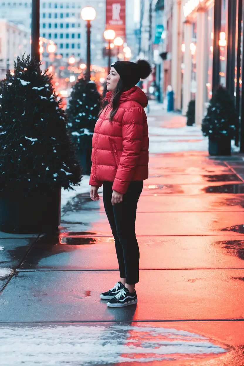 nyc fall outfits street style cold weather Snowy Sidewalks, Puffer Power
