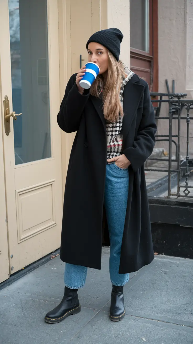 nyc fall outfits street style Coffee Run Chic in Uptown Layers