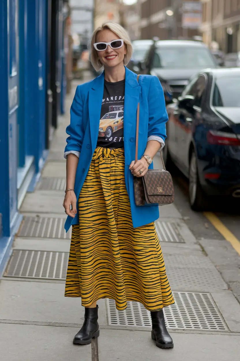 fall outfits skirt 90s Boldness with Graphic Energy