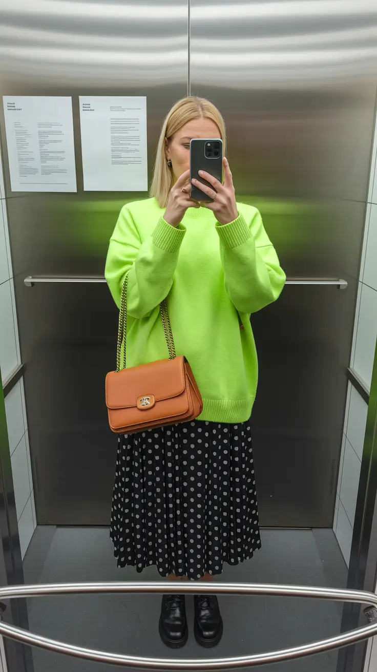 fall outfits casual Color Pop Meets Classic Dots