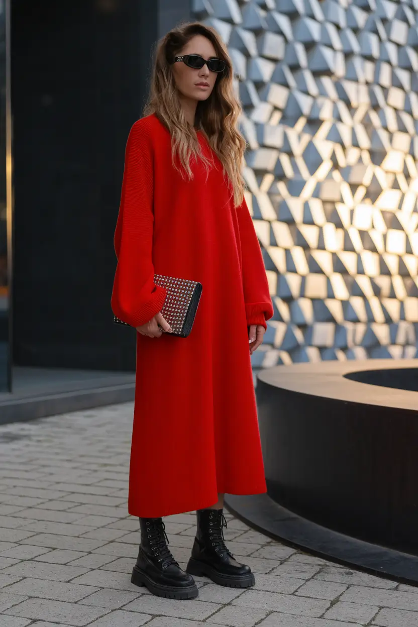 fall outfits aesthetic Crimson Comfort with Urban Attitude