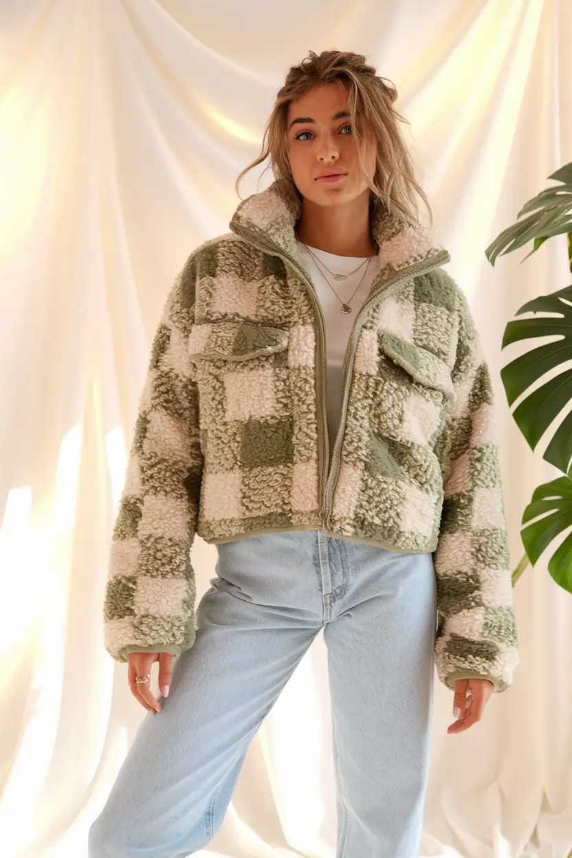 warm fall outfits comfy Chunky Checkers for Cozy Cool Weather Days