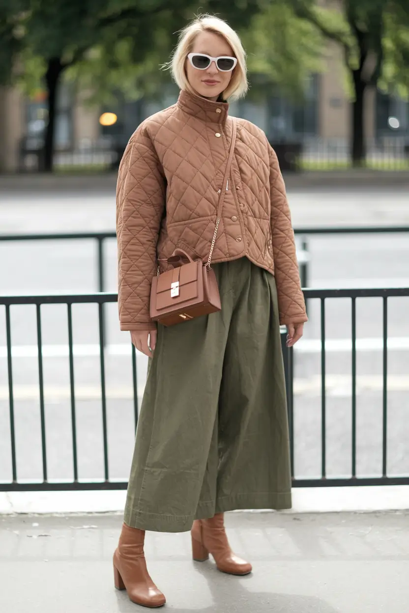 warm fall outfits skirt Earth-Tone Quilts with Parisian Ease