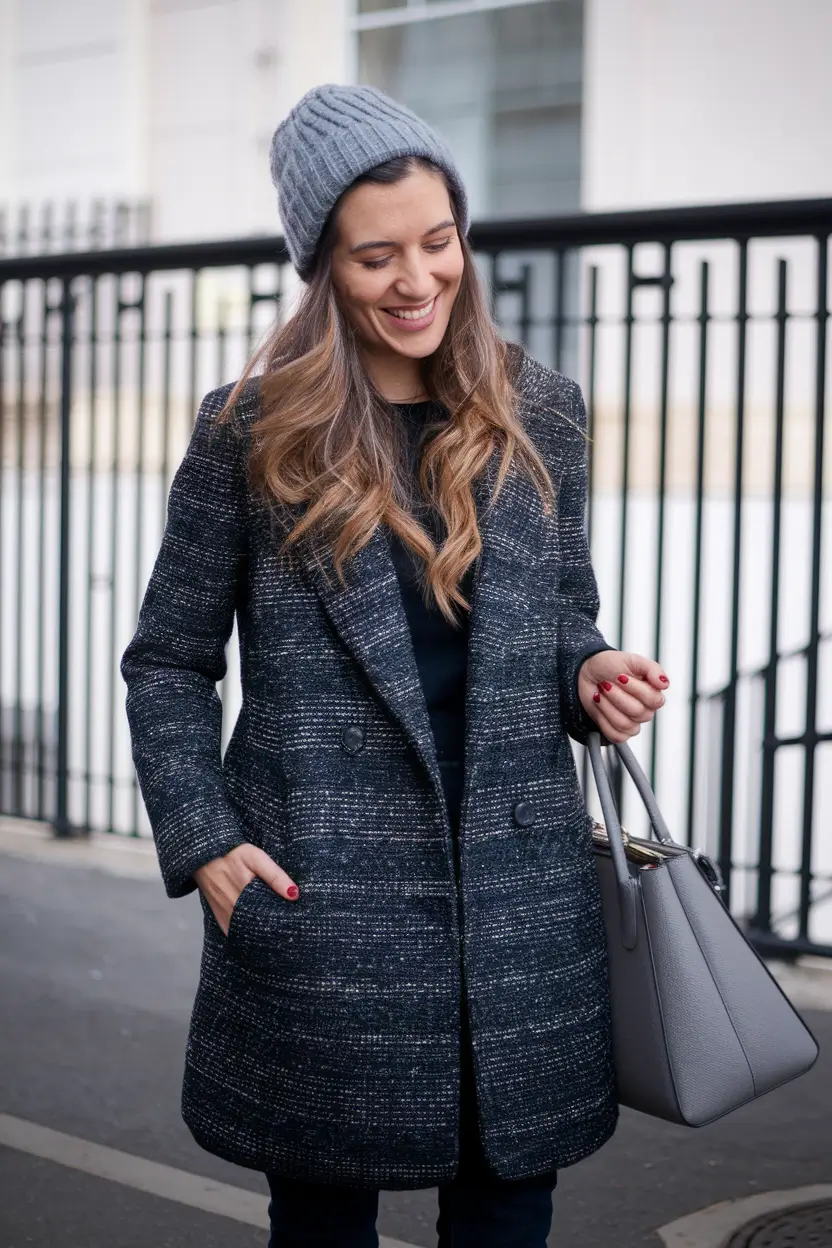 warm fall outfits work Textured Layers with City Polish