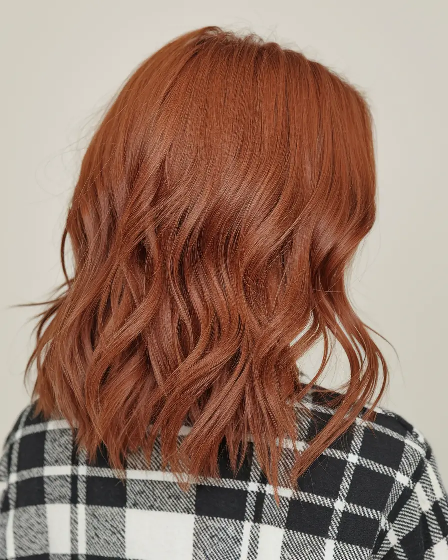 warm fall hair color red Terracotta Mid-Length With Natural Texture