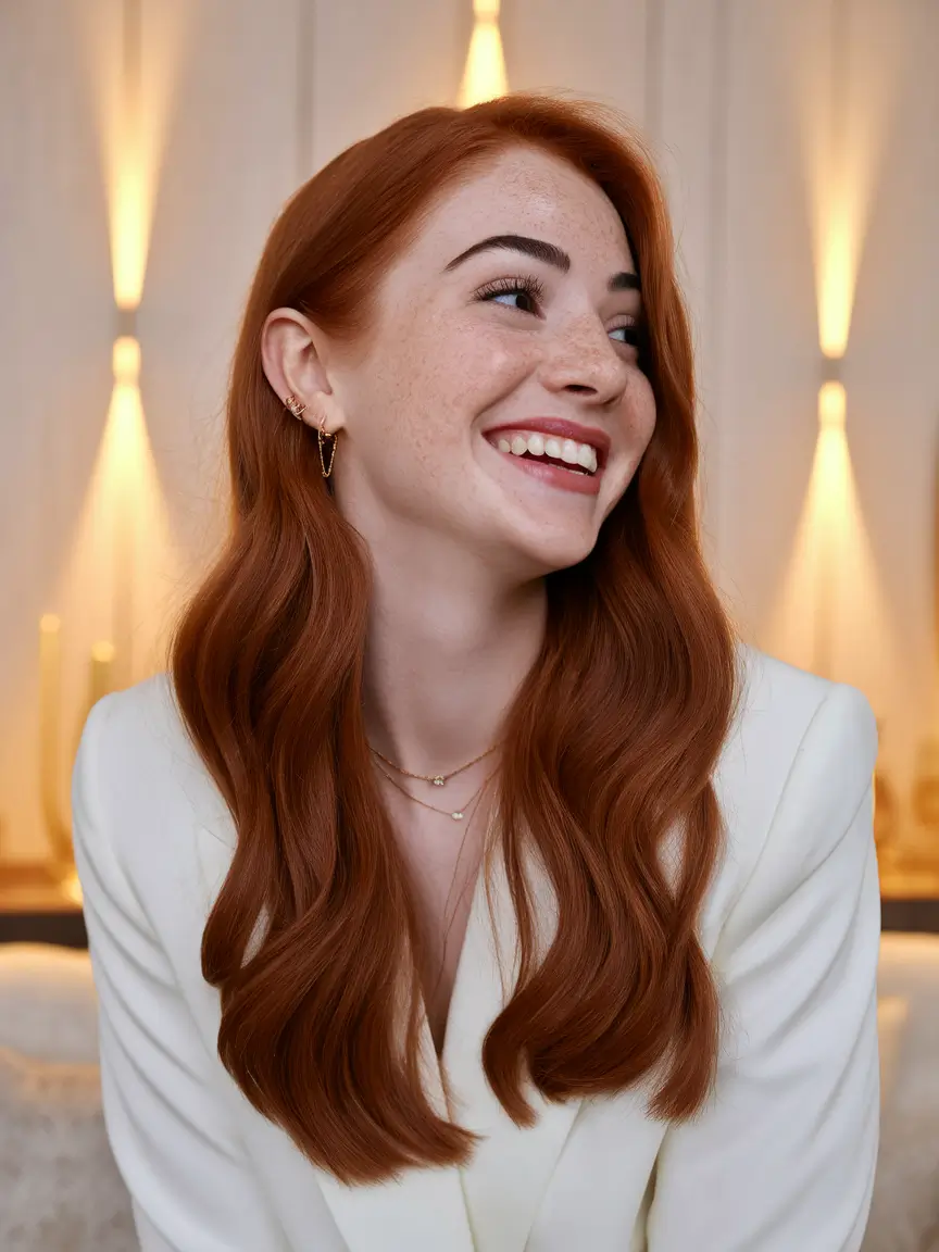 warm fall hair color red Copper Curls That Catch the Light
