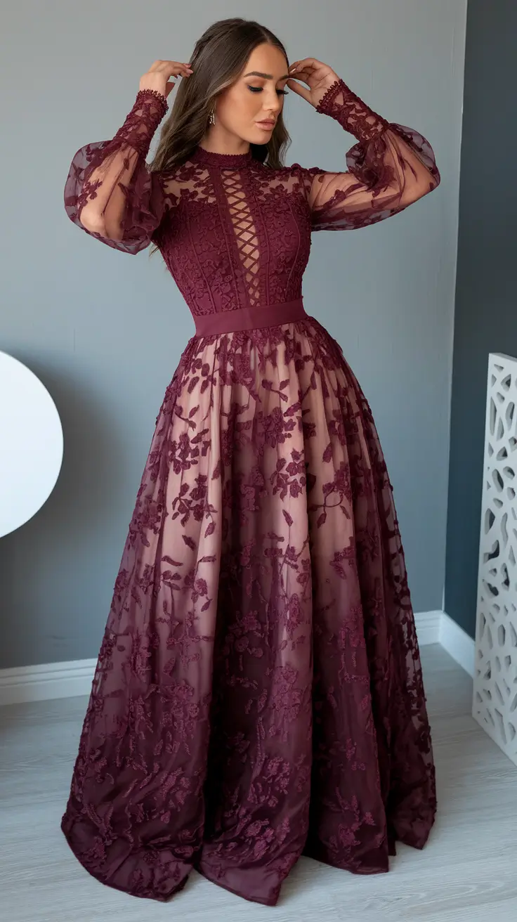 october wedding guest outfits formal Fairytale Regal in Deep Burgundy