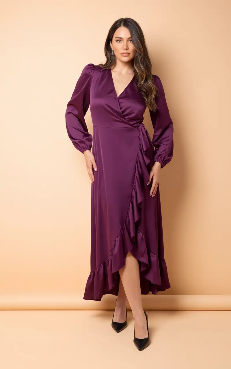october wedding guest outfits semi formal Berry-Toned Sophistication with a Flirty Finish
