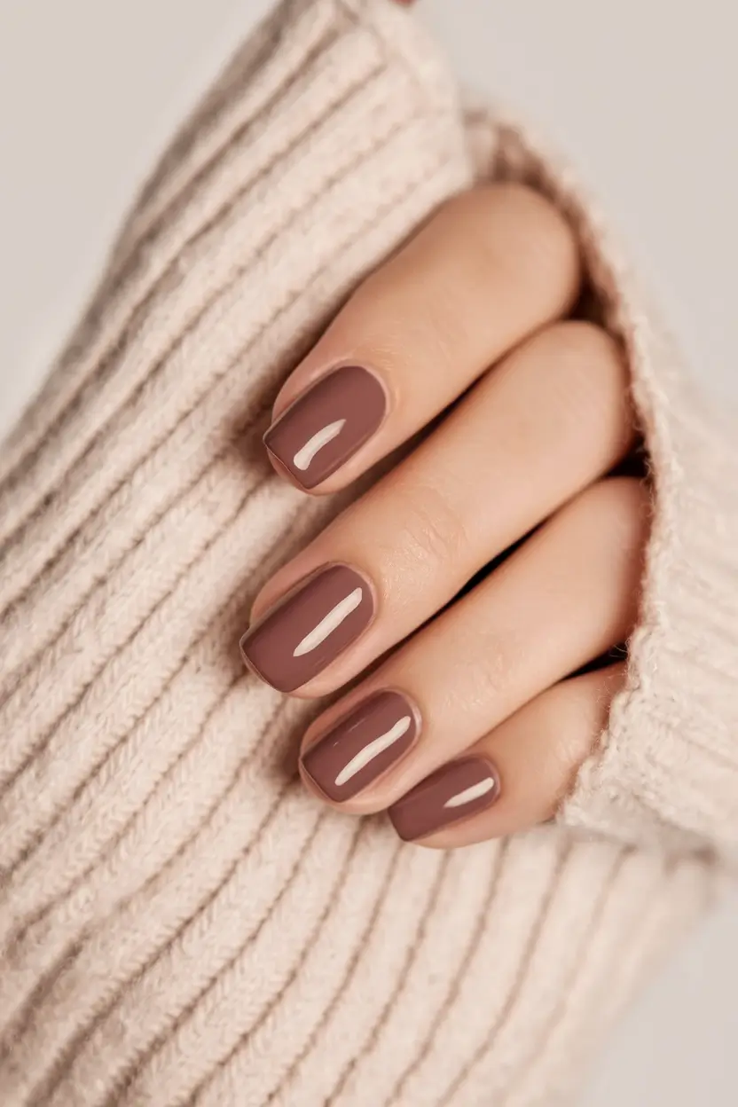 autumn nails colors 2025 Toasted Rosewood Minimalism