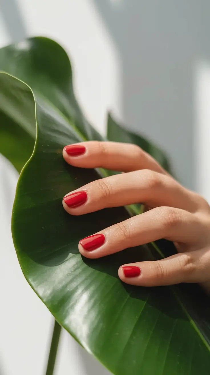 autumn nails colors 2025 Red Revival Short and Sweet