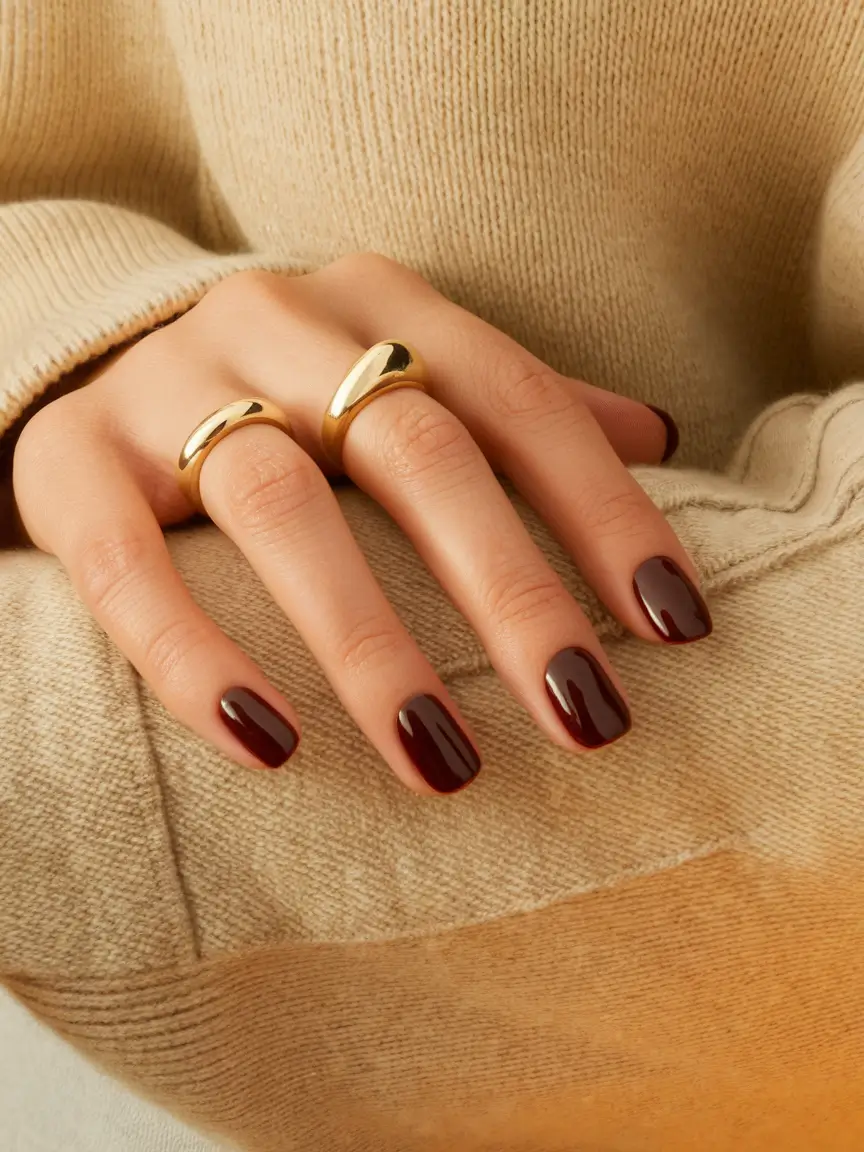 autumn nails colors burgundy Short & Sultry Cherrywood