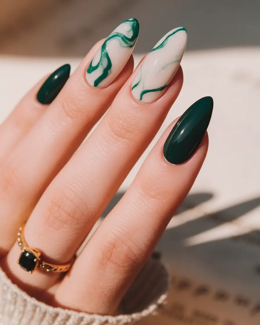 autumn nails colors fall Evergreen Marble Energy