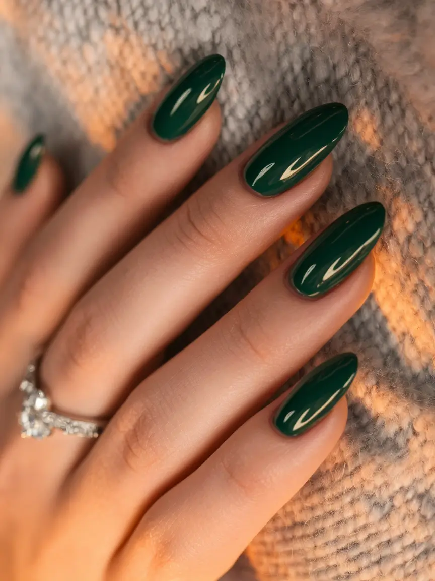 autumn nails colors 2025 Evergreen Elegance