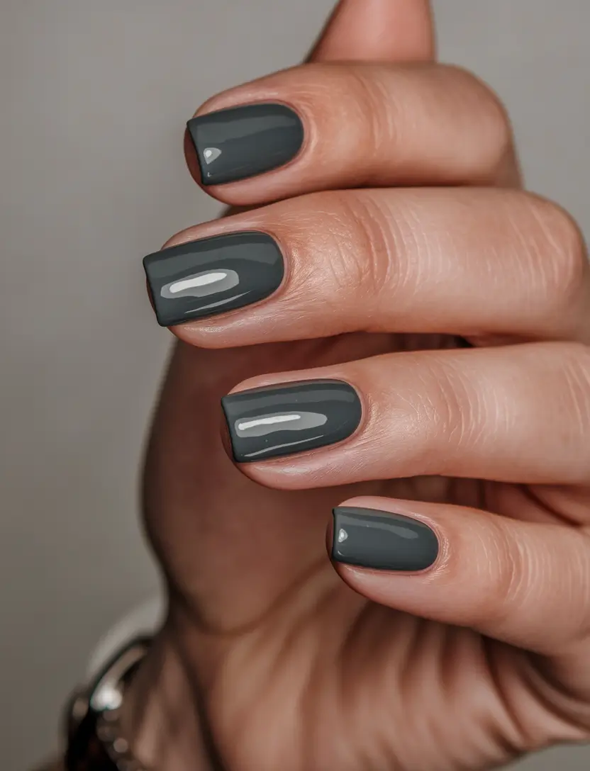 autumn nails colors 2025 Charcoal Clean Slate