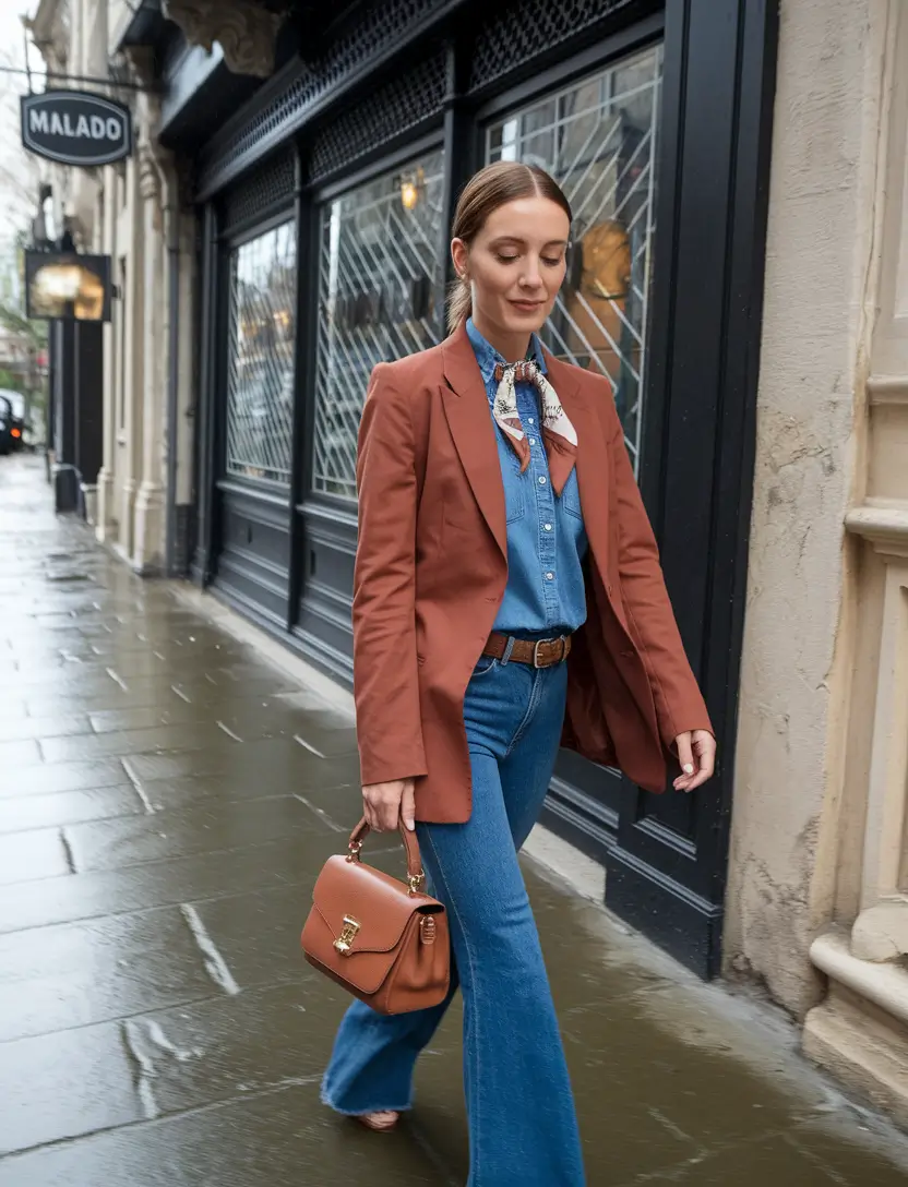 fall outfits for school Burnt Sienna & Denim: The Fall Power Combo