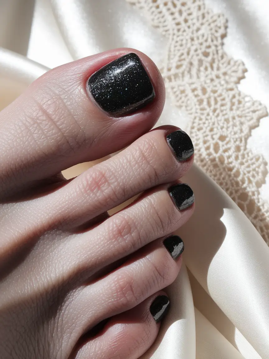 fall toe nail colors autumn pedicure Starry Black Satin