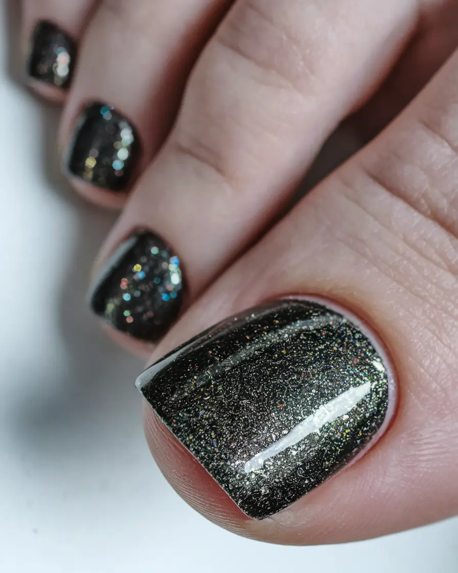 fall toe nail colors autumn 2025 Midnight Hologram