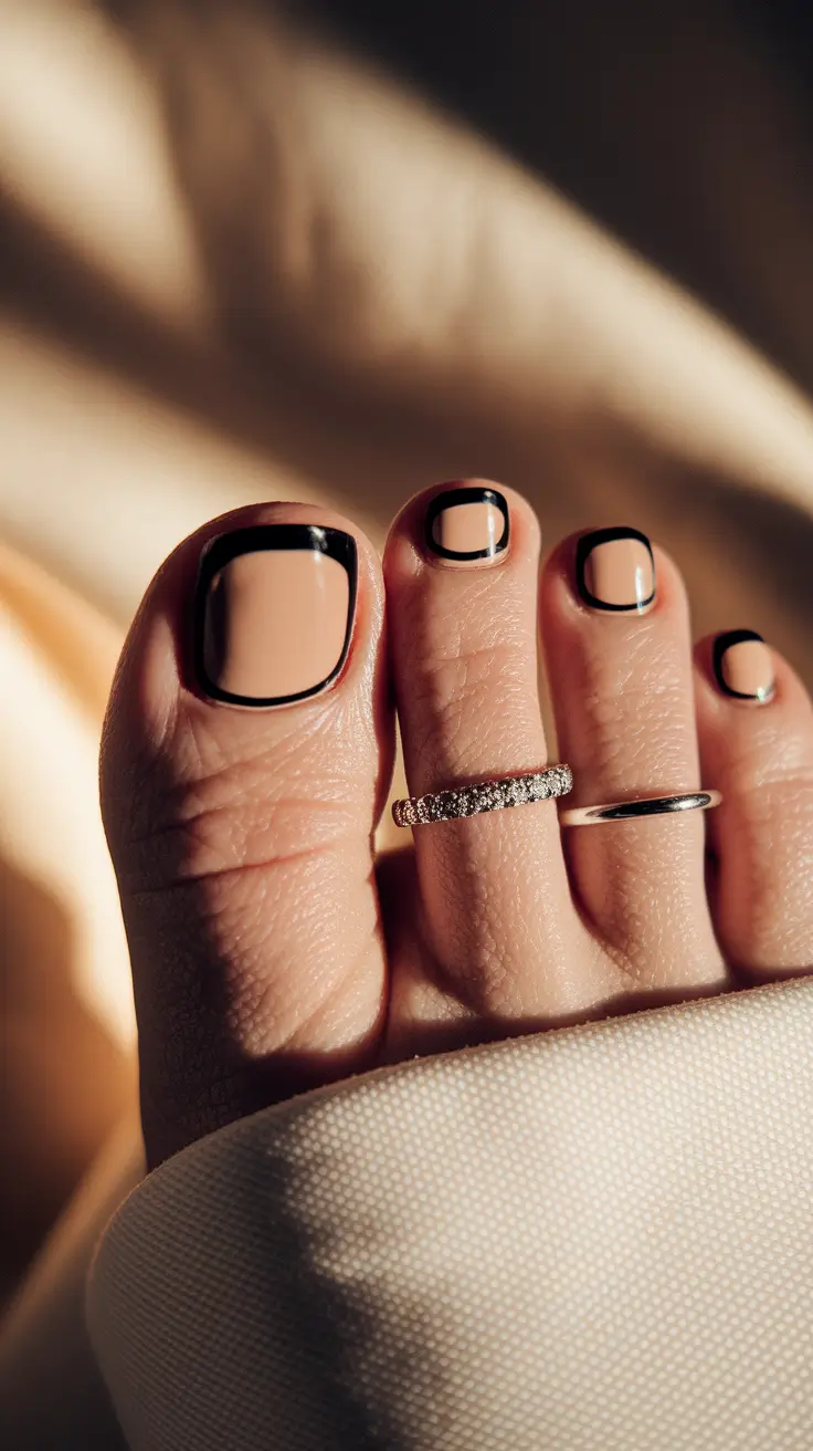 Autumn pedicure Modern French With a Graphic Edge