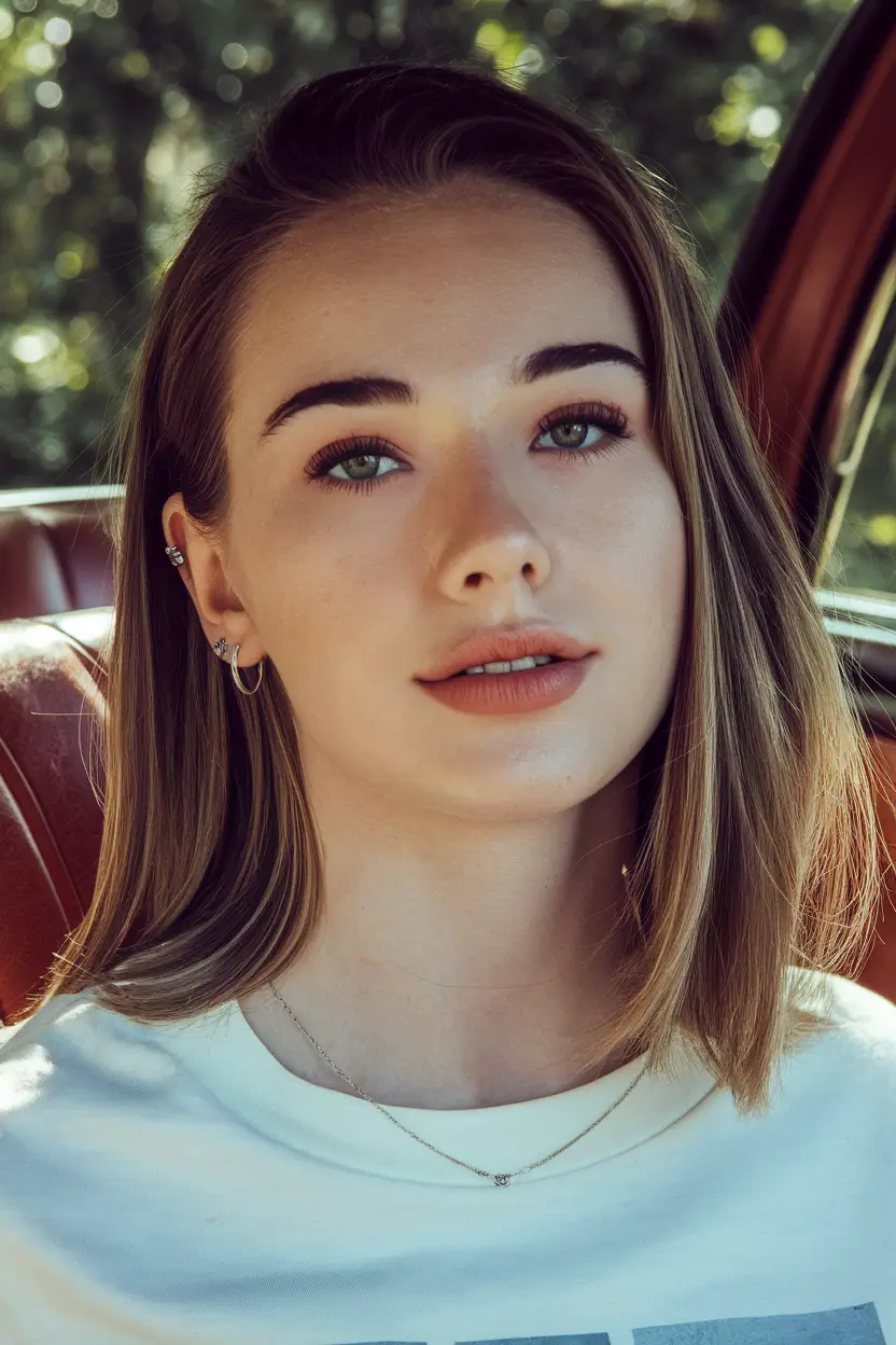 fall haircuts for chubby faces Polished Lob with Light Layers and Soft Center Part