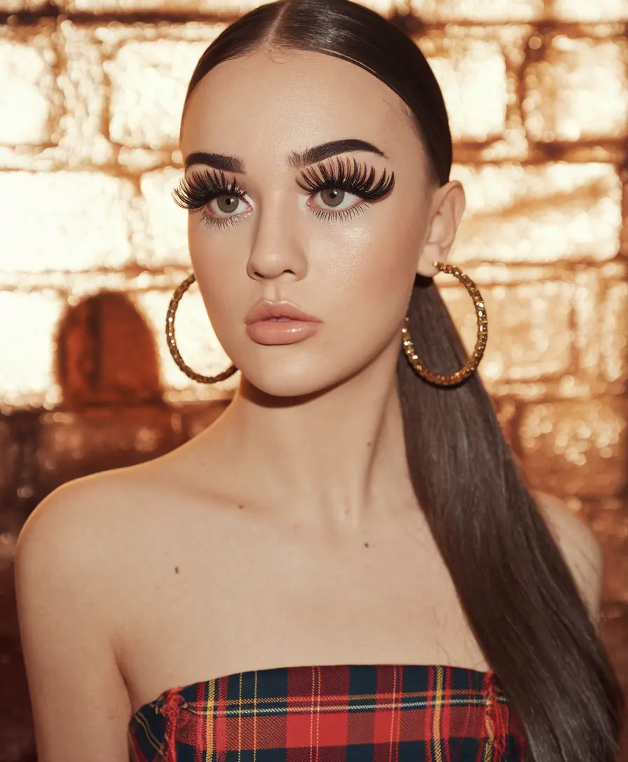 haircuts for chubby faces Sleek Low Pony with Center Part