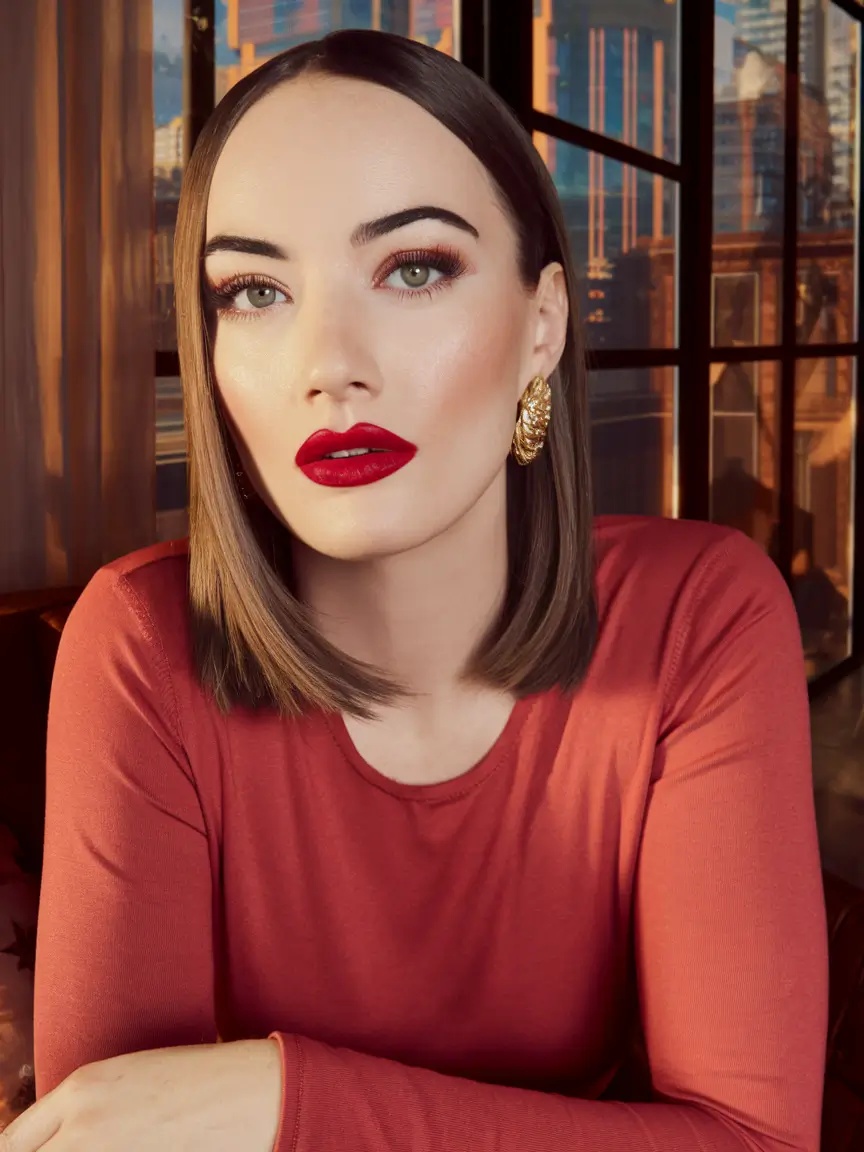 fall haircuts chubby face Polished Precision with a Graphic Bob