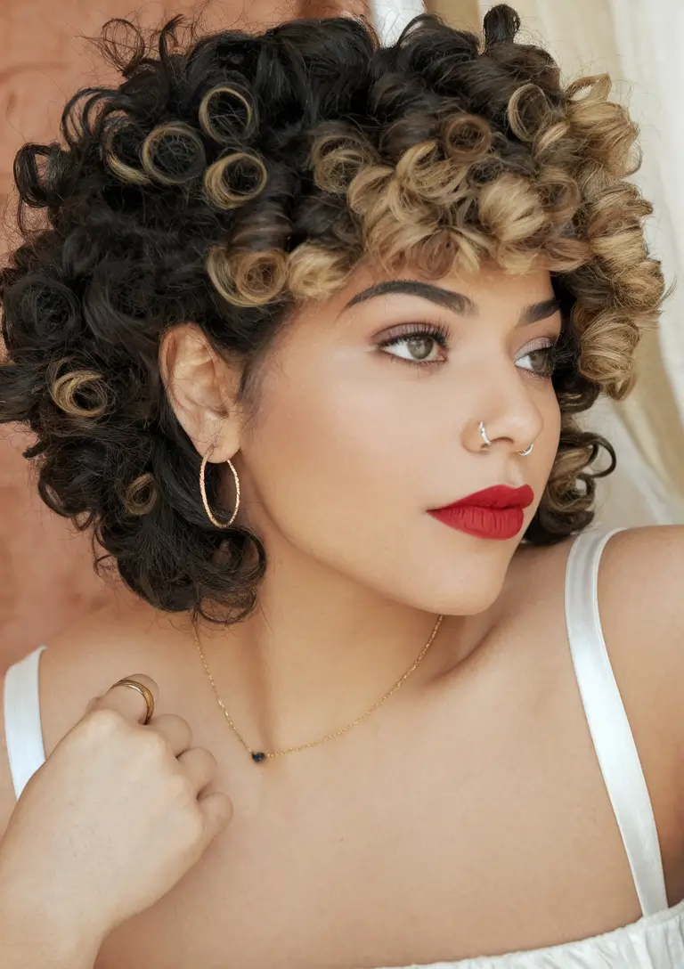 fall haircuts chubby face Romantic Curls with Dimensional Blonde Highlights