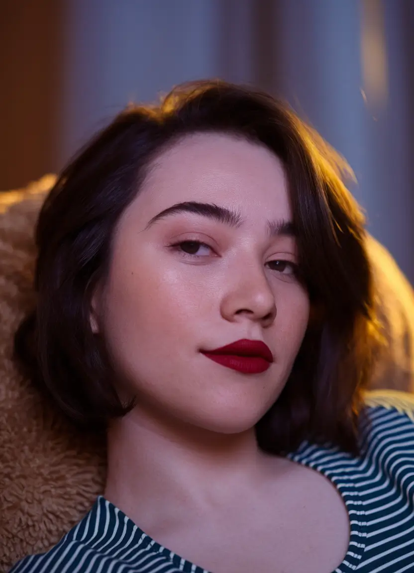 fall haircuts chubby face Textured Bob with Deep Side Part