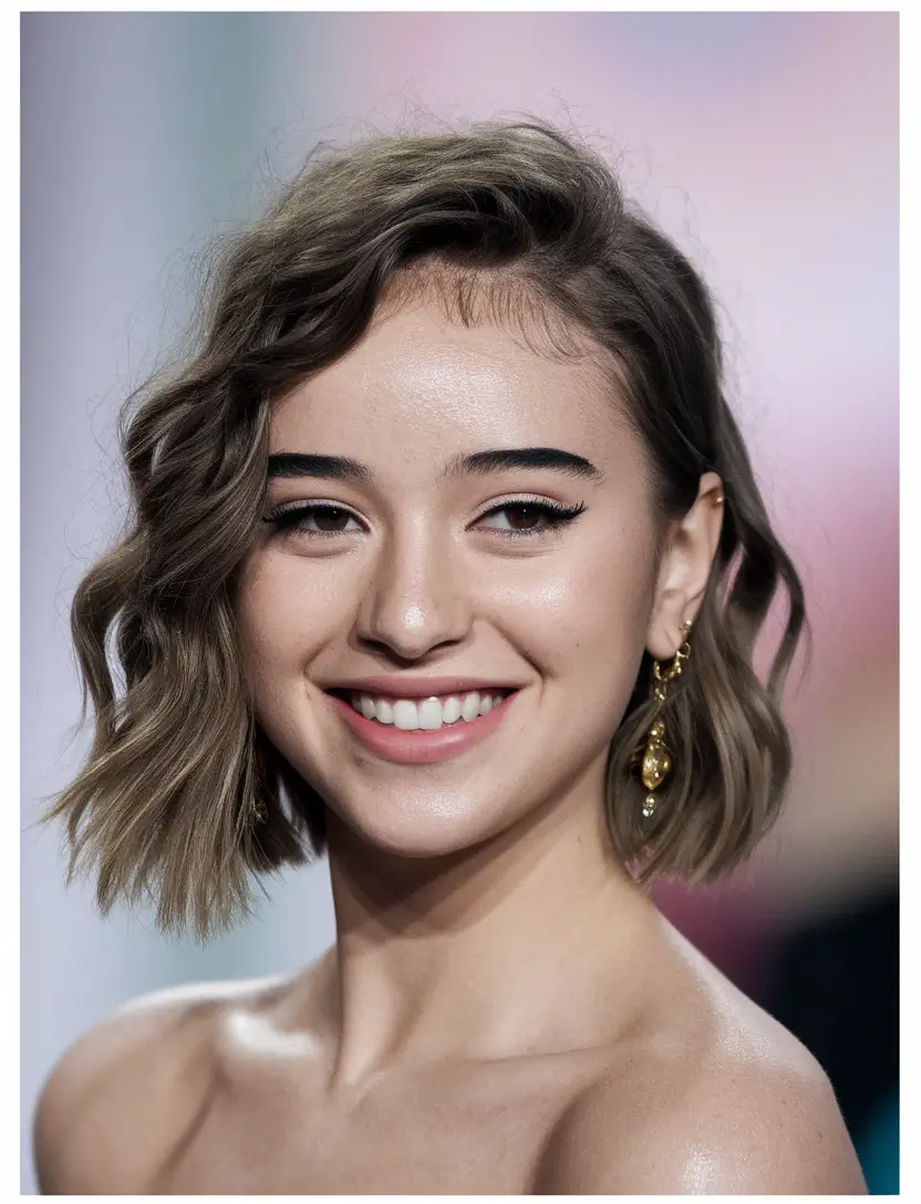 short haircuts for chubby face Soft Wavy Bob with Off-Center Part