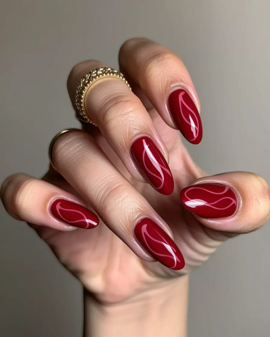 minimalist nails almond fall designs Swirled Wine with a Modern Edge