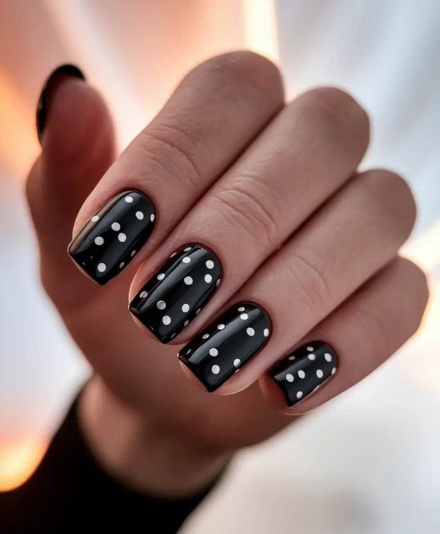 minimalist fall nails short square Black & White Dots: Retro Rebooted