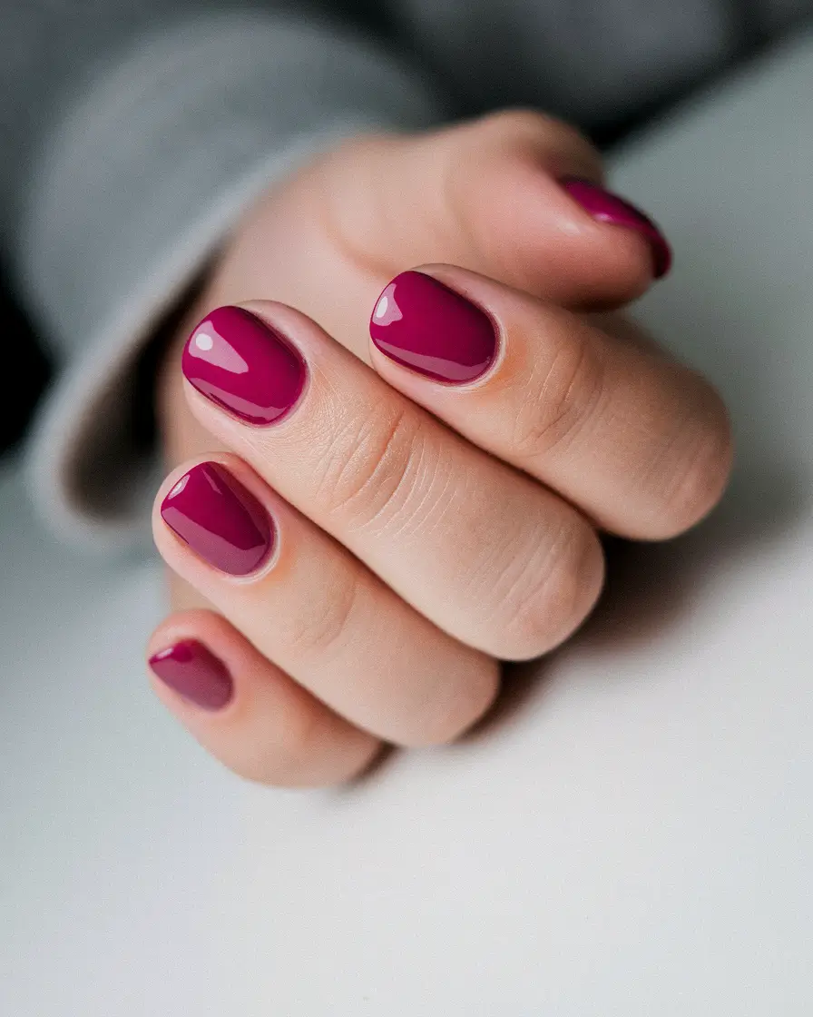 minimalist fall nails short square Berry Punch in a Short Square
