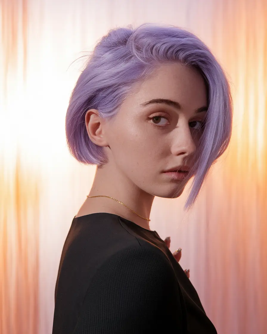 september hair color ideas short Pastel Lilac Asymmetrical Bob