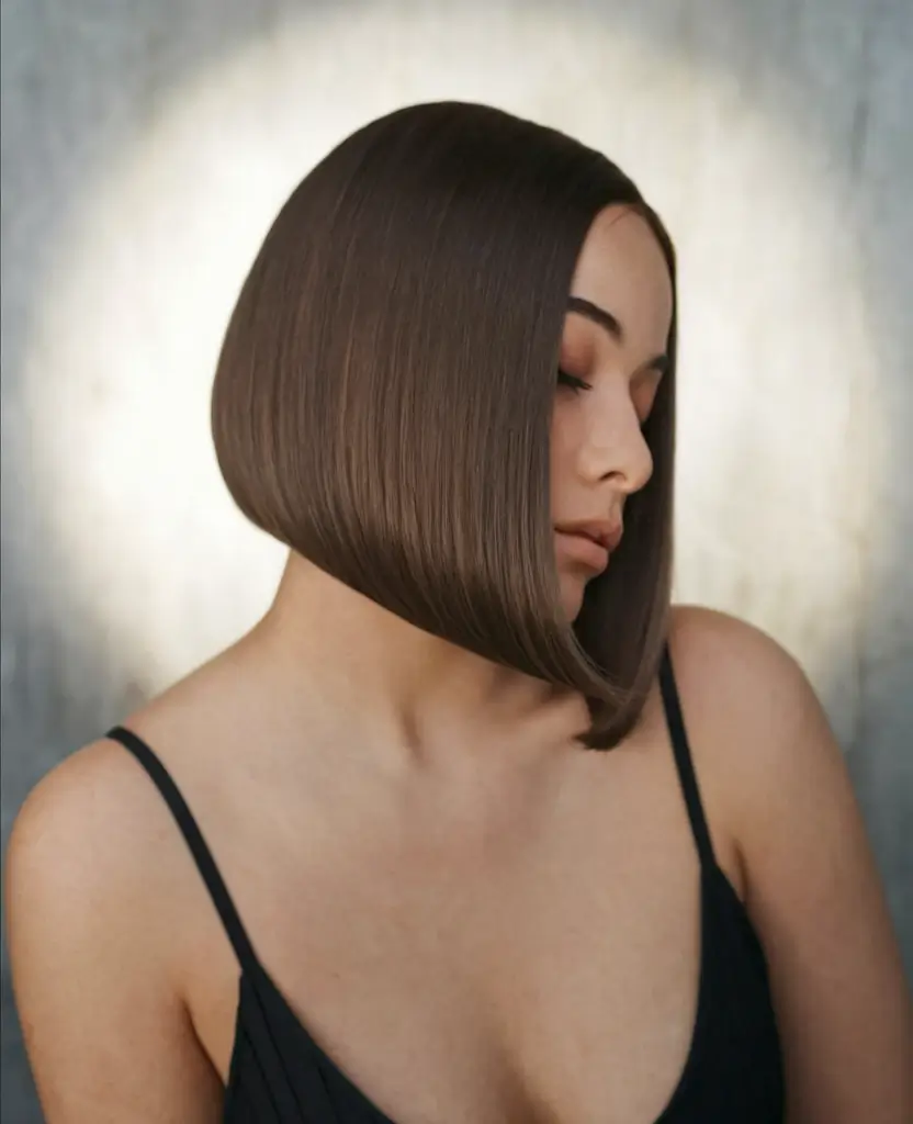 september hair color ideas brunette The Sharp Chocolate Asymmetrical Bob
