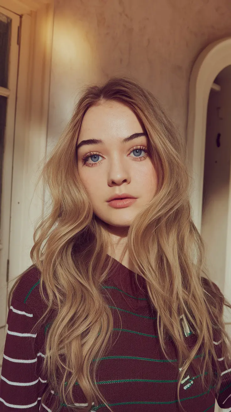 september hair color ideas blonde Soft Butterscotch Waves with Boho Texture