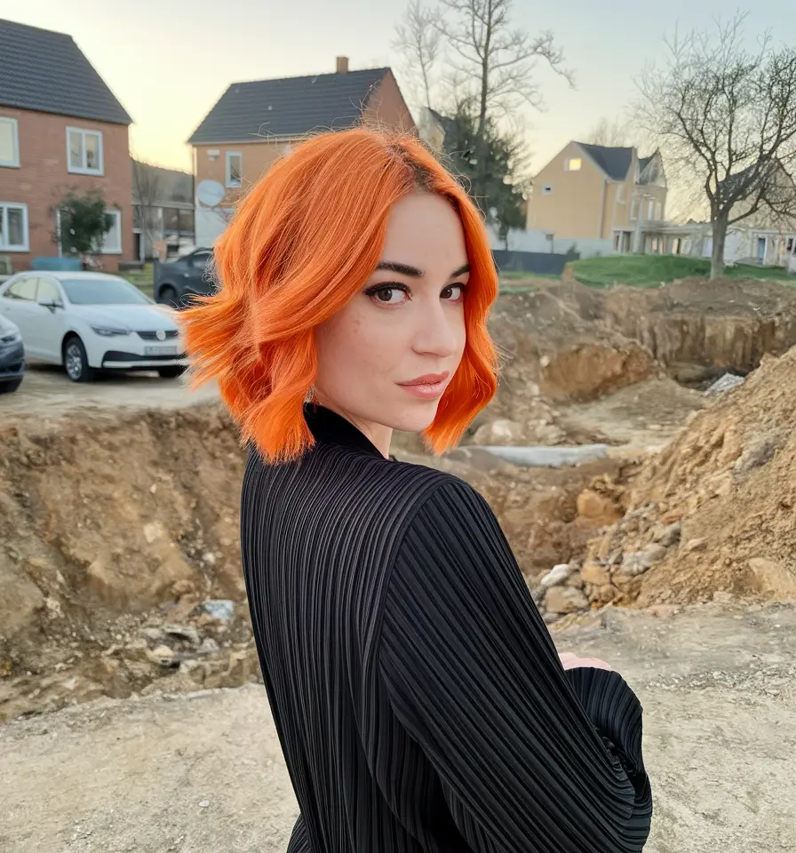 september hair color ideas 2025 Orange Blossom Bob with Editorial Edge