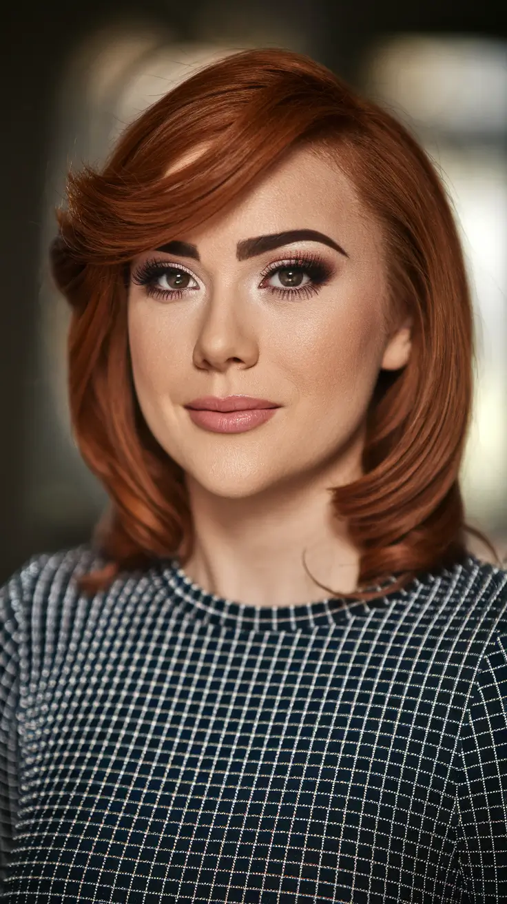 september hair color ideas 2025 Classic Auburn Flip with Soft Layers