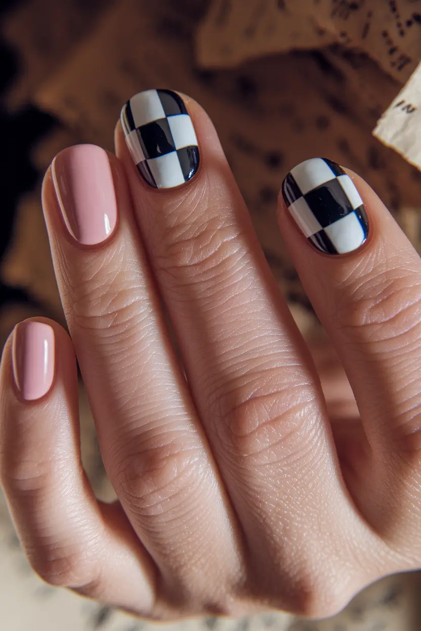 september nails designs square+Checkerboard Pop Meets Fall Neutrals