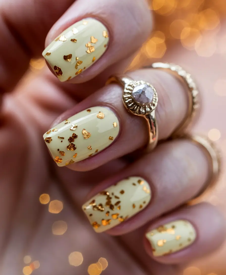 september nails designs simple+Gold-Flecked Lemon Crème