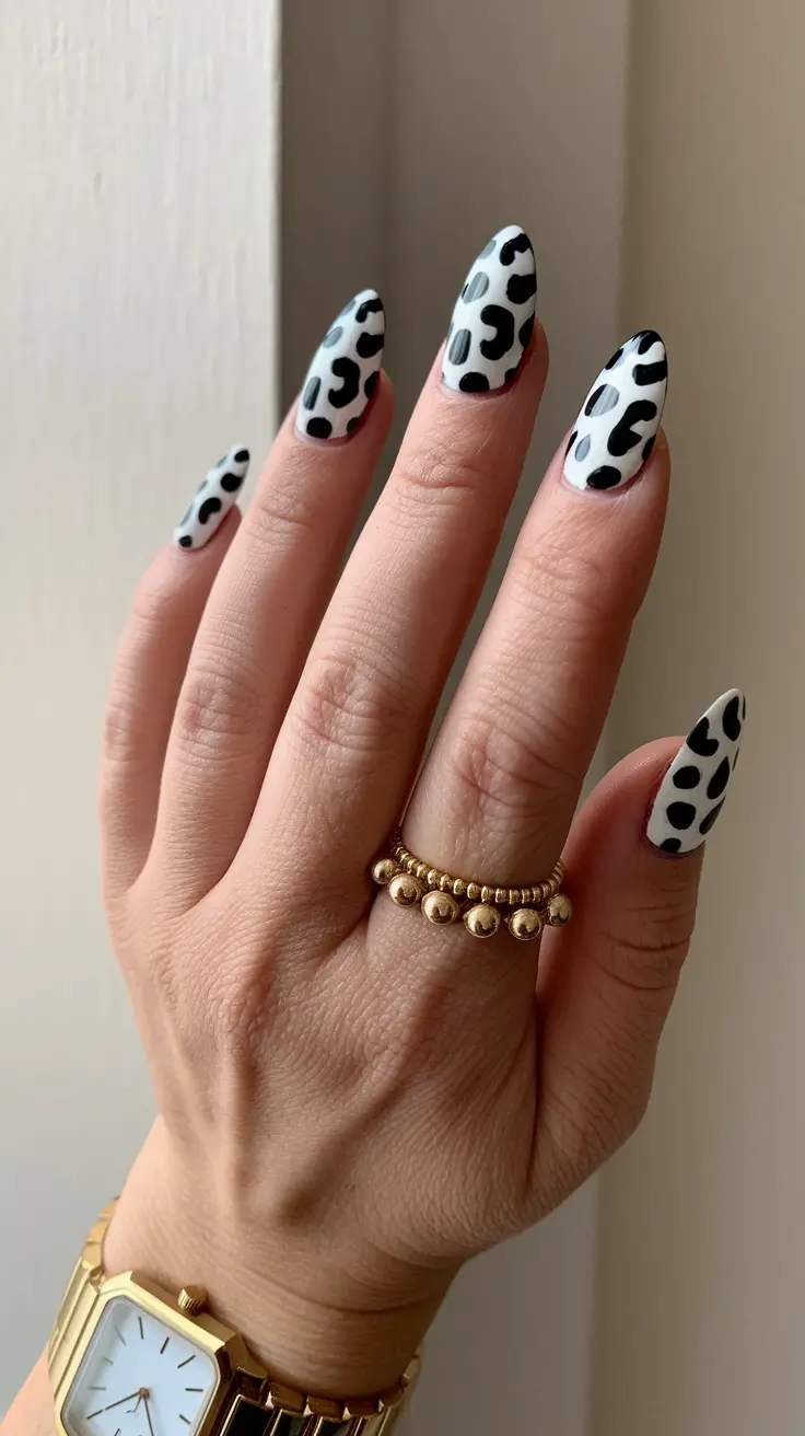 september nails designs short acrylic Bold Cow Print for Playful Fall Moods