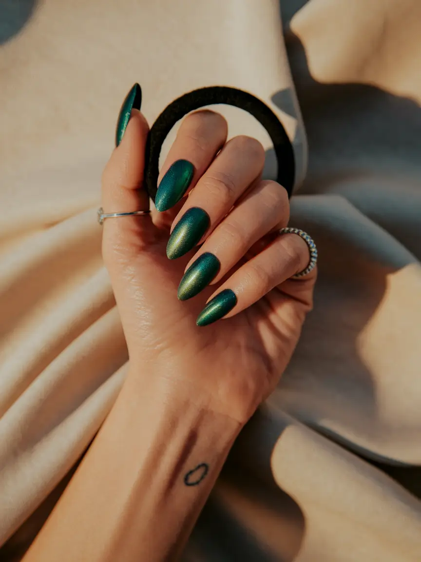 september nails designs fall+Shimmering Teal for Statement Evenings