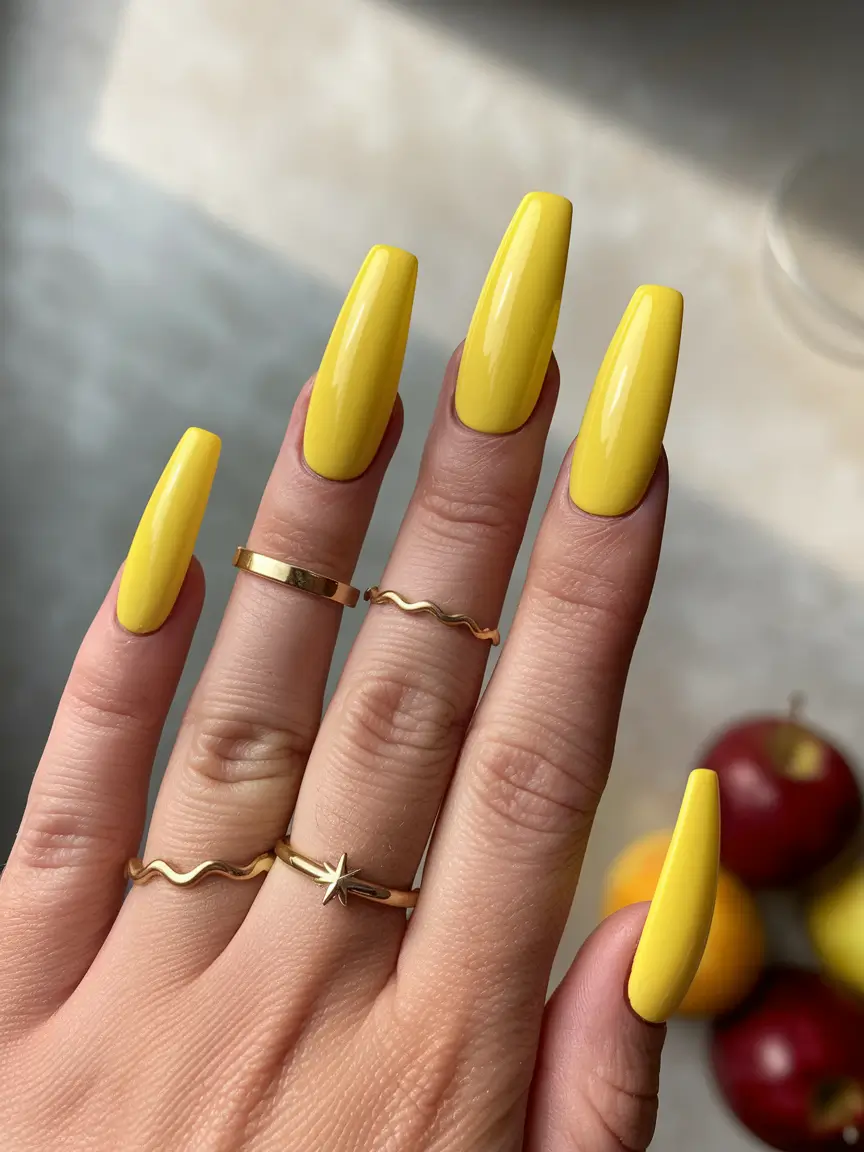 september nails designs coffin+Sun-Kissed Yellow for Fall Power Moves