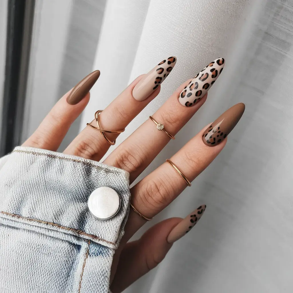 fall nails designs autumn acrylics Leopard Luxe in Warm Neutrals